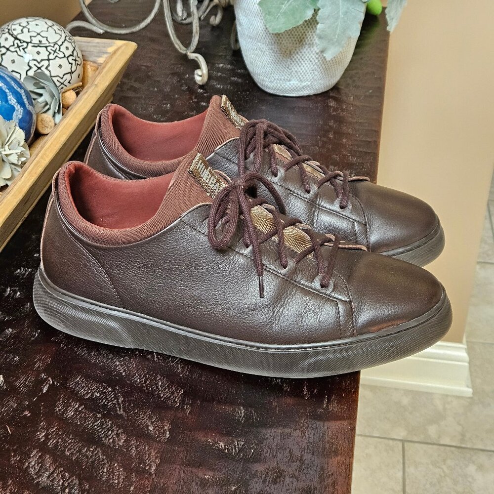 Men's Brown Low-Top Leather Sneakers